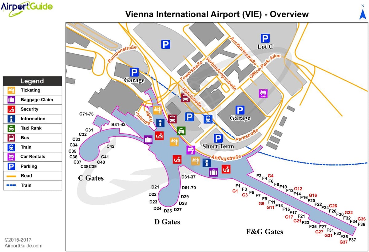 地図のウィーンオーストリアの空港
