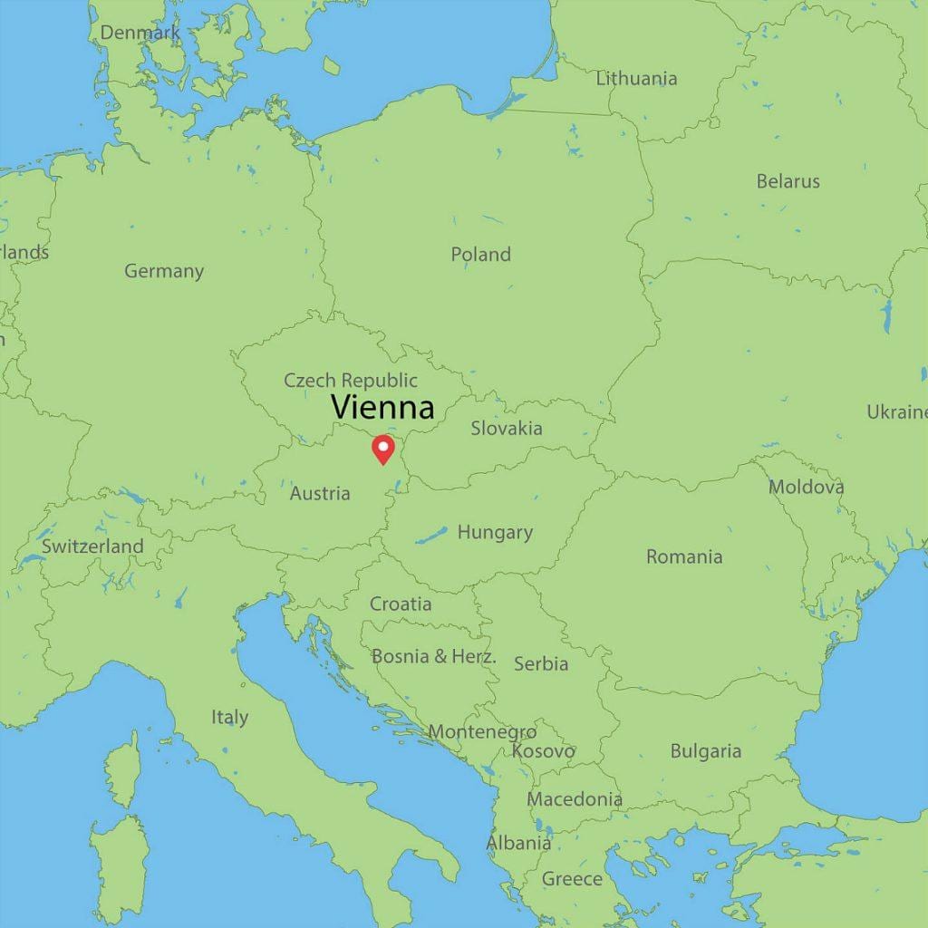 地図のウィーンオーストリアおよび周辺地域