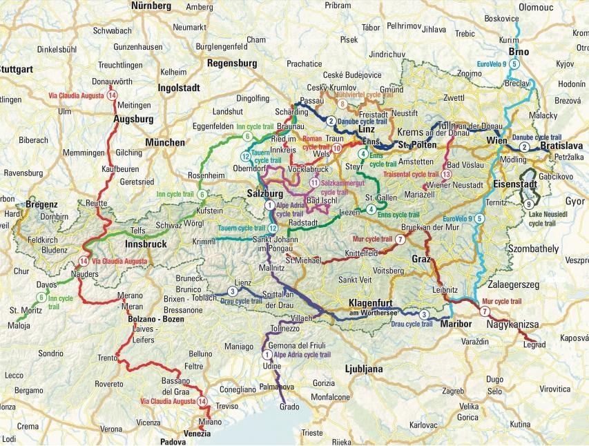 地図オーストリアのサイクリング