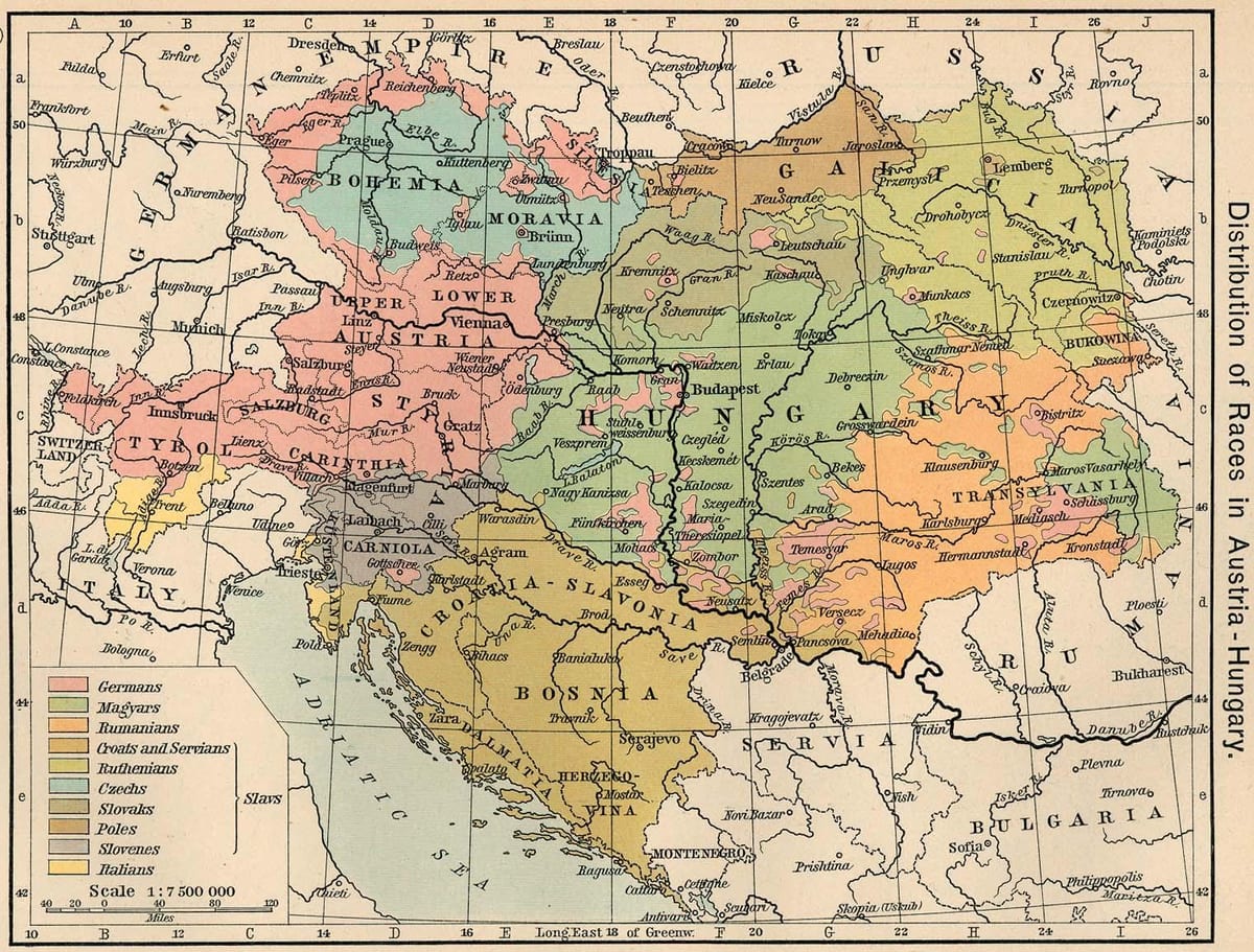 オーストリアハンガリーの地図1900