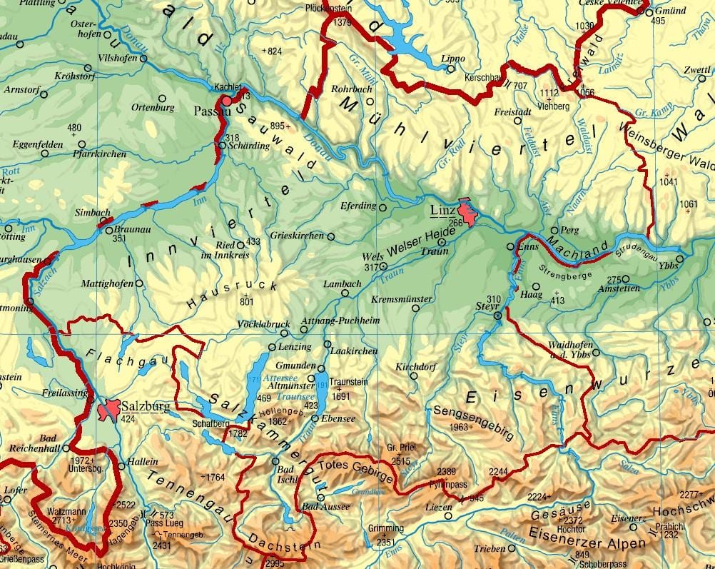 地図の上位オーストリア