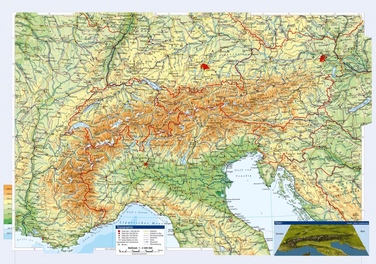地図オーストリアの地形