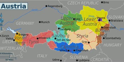 オーストリア州の地図