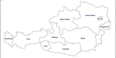白地図のオーストリア