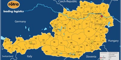 地図オーストリアの郵便番号 