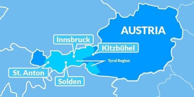地図の地図のチロルの地域オーストリア